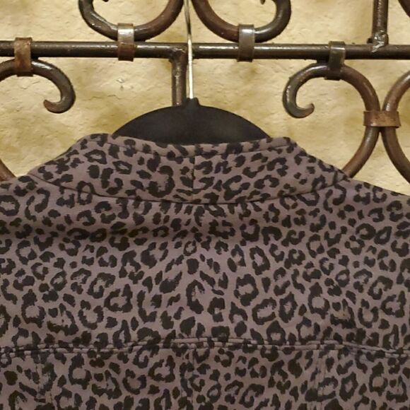 EXPRESS Gray/Black Leopard Moto Jacket - Small - Picture 5 of 9